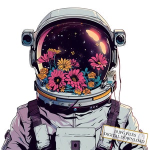 Floral Astronaut Clipart Bundle - 10 hochwertige Aquarell JPGs - Basteln, Journaling, Scrapbook Versorgung, digitaler Download