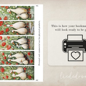 10 Geese Family in Wildflower Field Printable Bookmark Sheets, 10 JPG ...