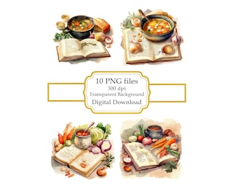Grandma's Soup Cookbook PNG Clipart Bundle- Digital Download