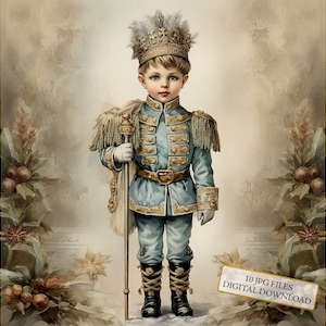 Pacote de clipart de quebra-nozes de Natal Shabby Chic Little Boy - 10 JPGs de aquarela de alta qualidade - Inverno, diário, álbum de recortes, download digital