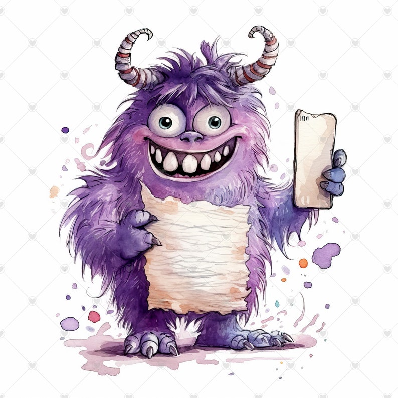 Cute Fluffy Purple Monster Clipart Bundle 10 High Quality - Etsy