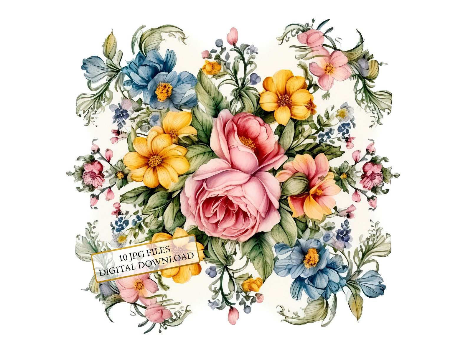 Vintage Floral Napkins Clipart Bundle 10 High Quality Etsy