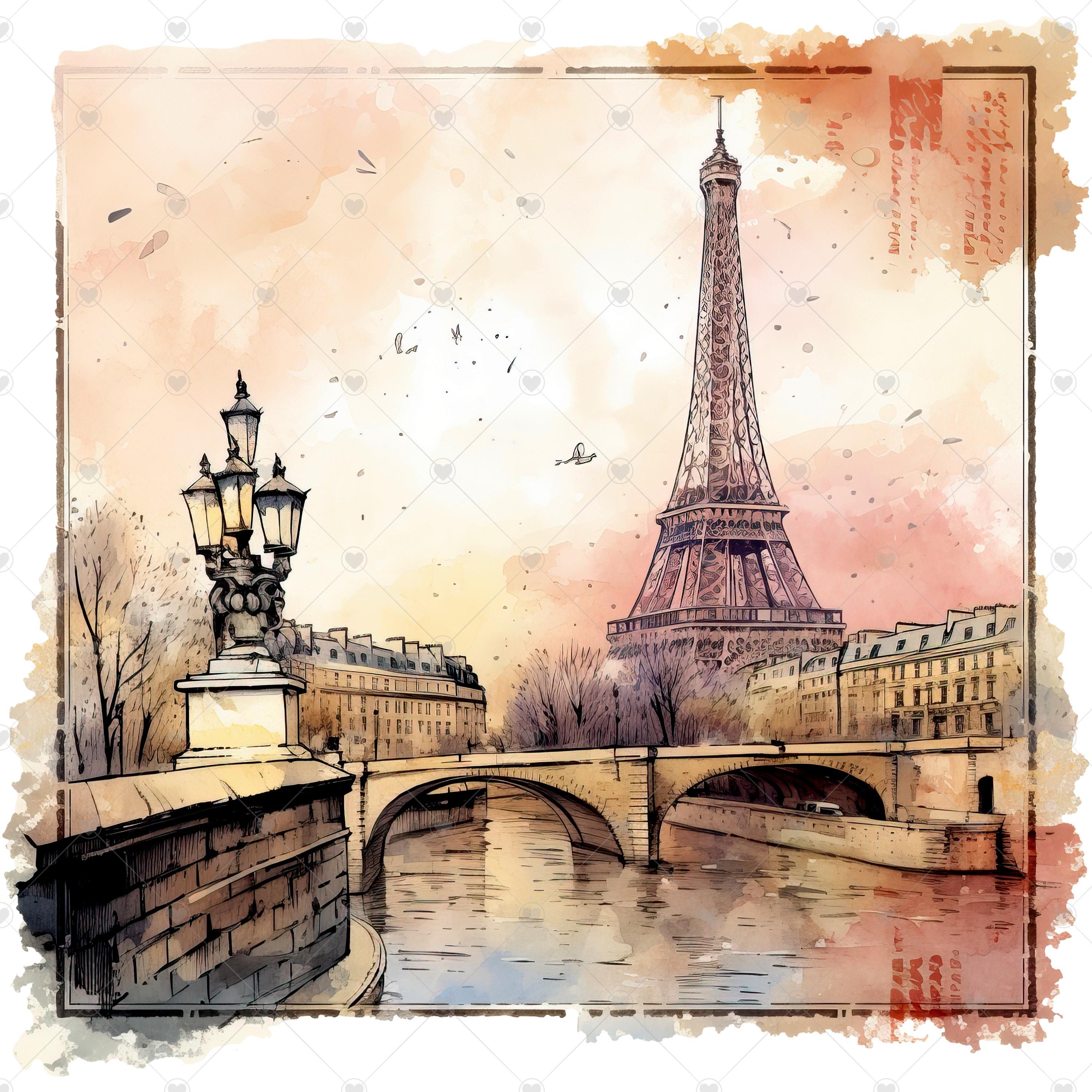 Vintage Postcard of Paris PNG Clipart Bundle- Digital Download - Etsy
