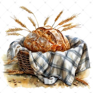Rustikt bröd i korg PNG Clipart-paket - Digital nedladdning bild 4