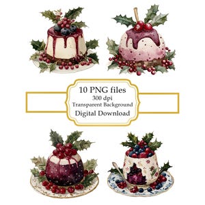 Paquete de imágenes prediseñadas de pudín navideño (PNG) - Descarga digital