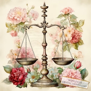 Shabby Chic Antique Balance Scale JPG Clipart Bundle- Digital Download