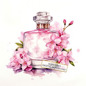 Sakura Parfüm Flasche Clipart Bundle - 10 hochwertige Aquarell JPGs - Basteln, Journaling, Scrapbooking, digitaler Download
