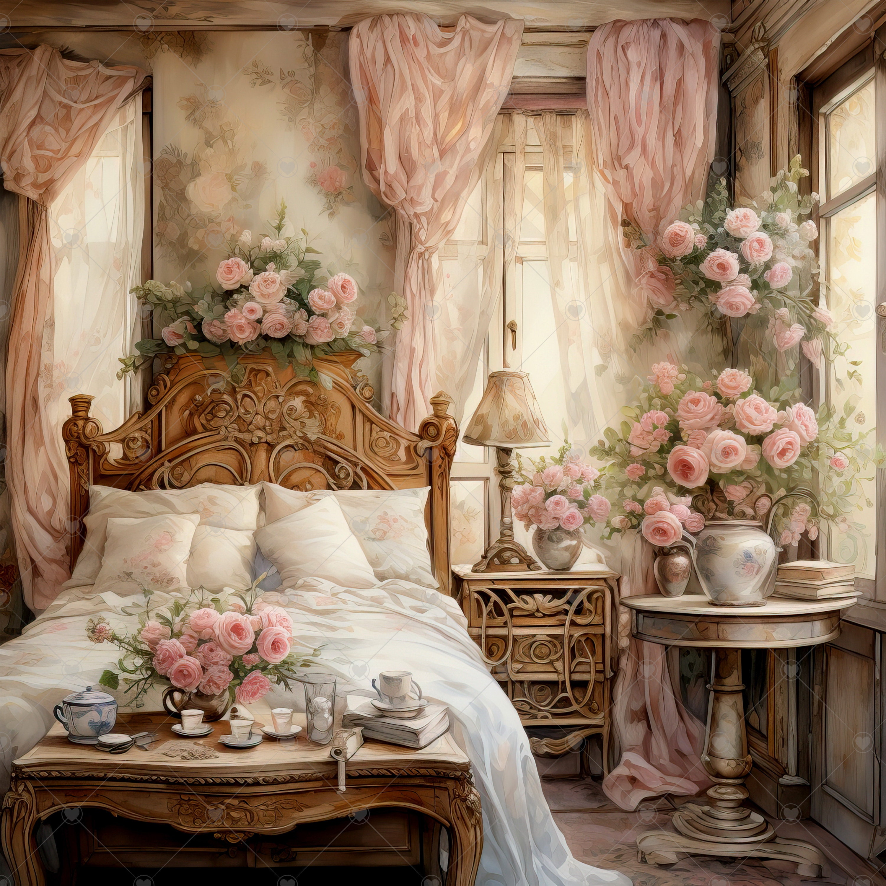 Shabby Chic Bedroom Clipart Bundle- 10 High Quality