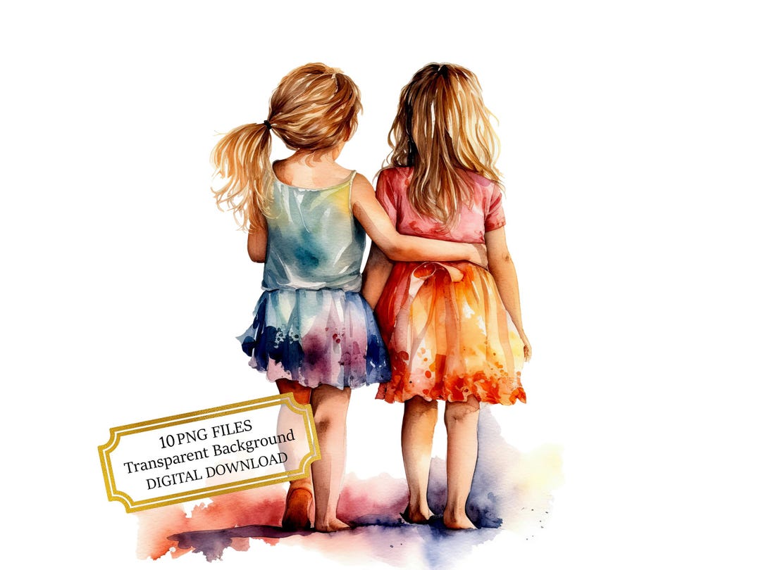 Buy Little Girl Best Friends PNG Clipart Bundle- Digital Download ...
