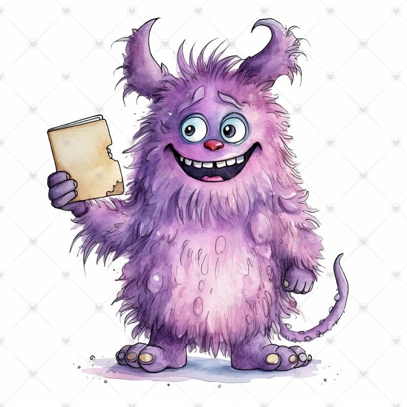 Cute Fluffy Purple Monster Clipart Bundle 10 High Quality - Etsy