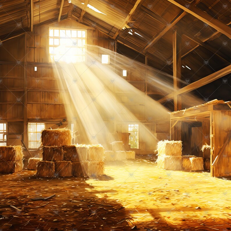 Sun Rays Shining Through an Old Barn JPG Clipart Bundle- Digital ...