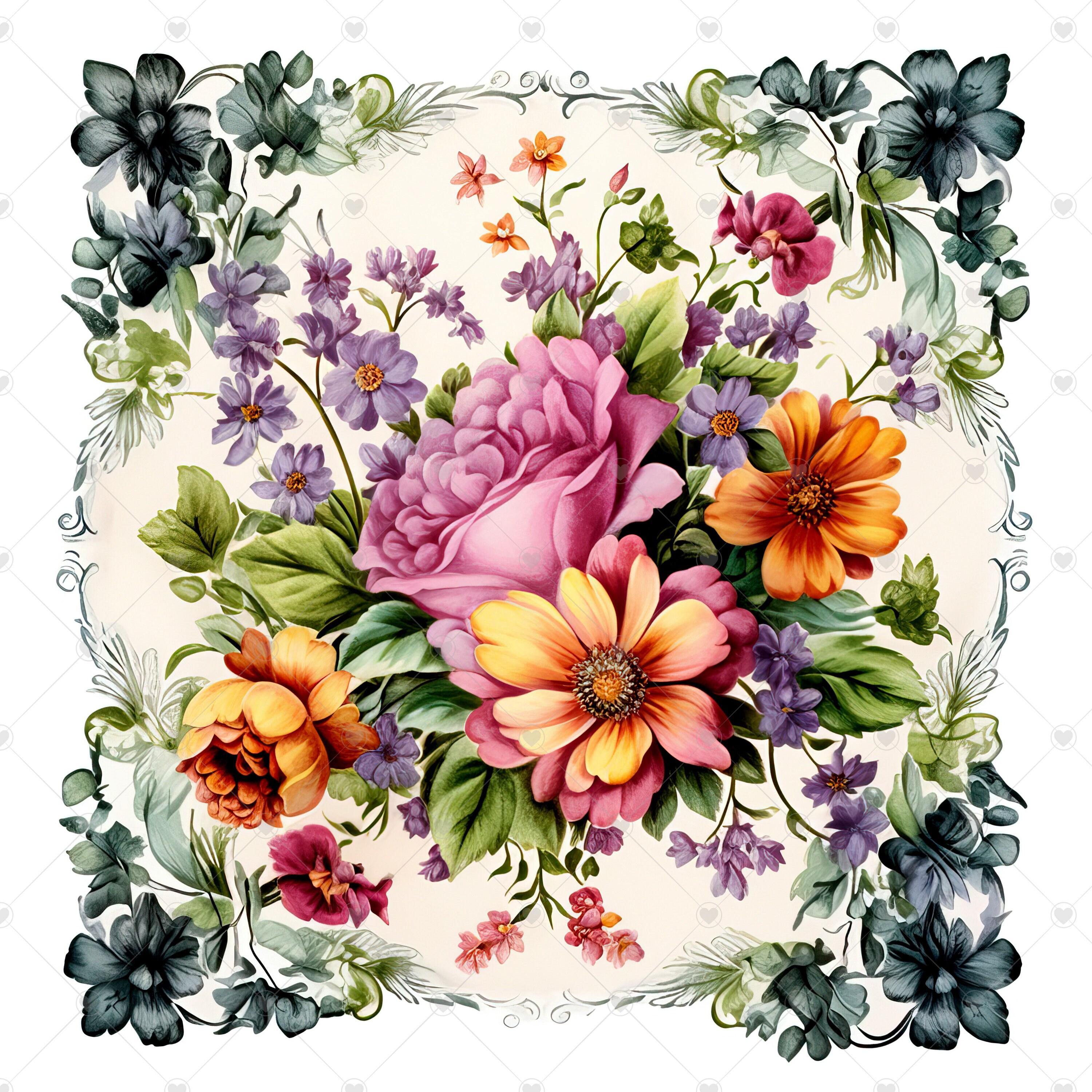 Vintage Floral Napkins Clipart Bundle 10 High Quality Etsy