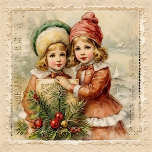 Vintage Christmas Postage Stamp Clipart Bundle 10 High Quality ...