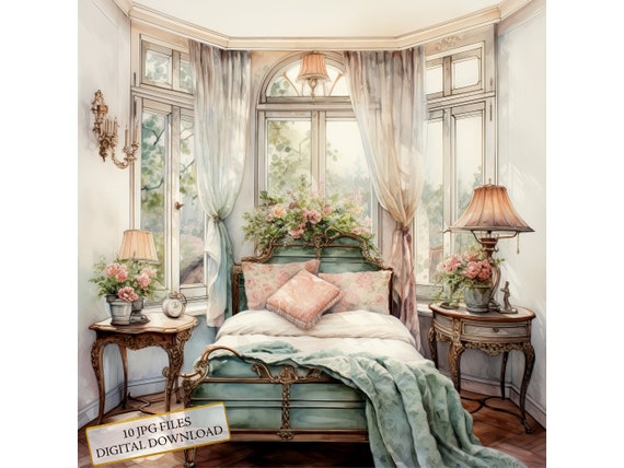 Shabby Chic Bedroom Clipart Bundle- 10 High Quality