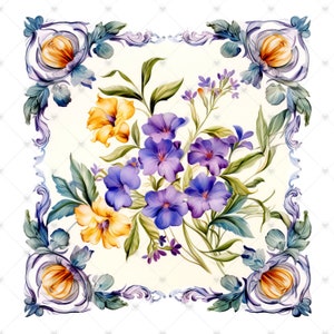 Vintage Floral Napkins Clipart Bundle 10 High Quality Watercolor JPGs Decoupage, Crafting, Junk Journaling, Scrapbook, Digital Download image 9