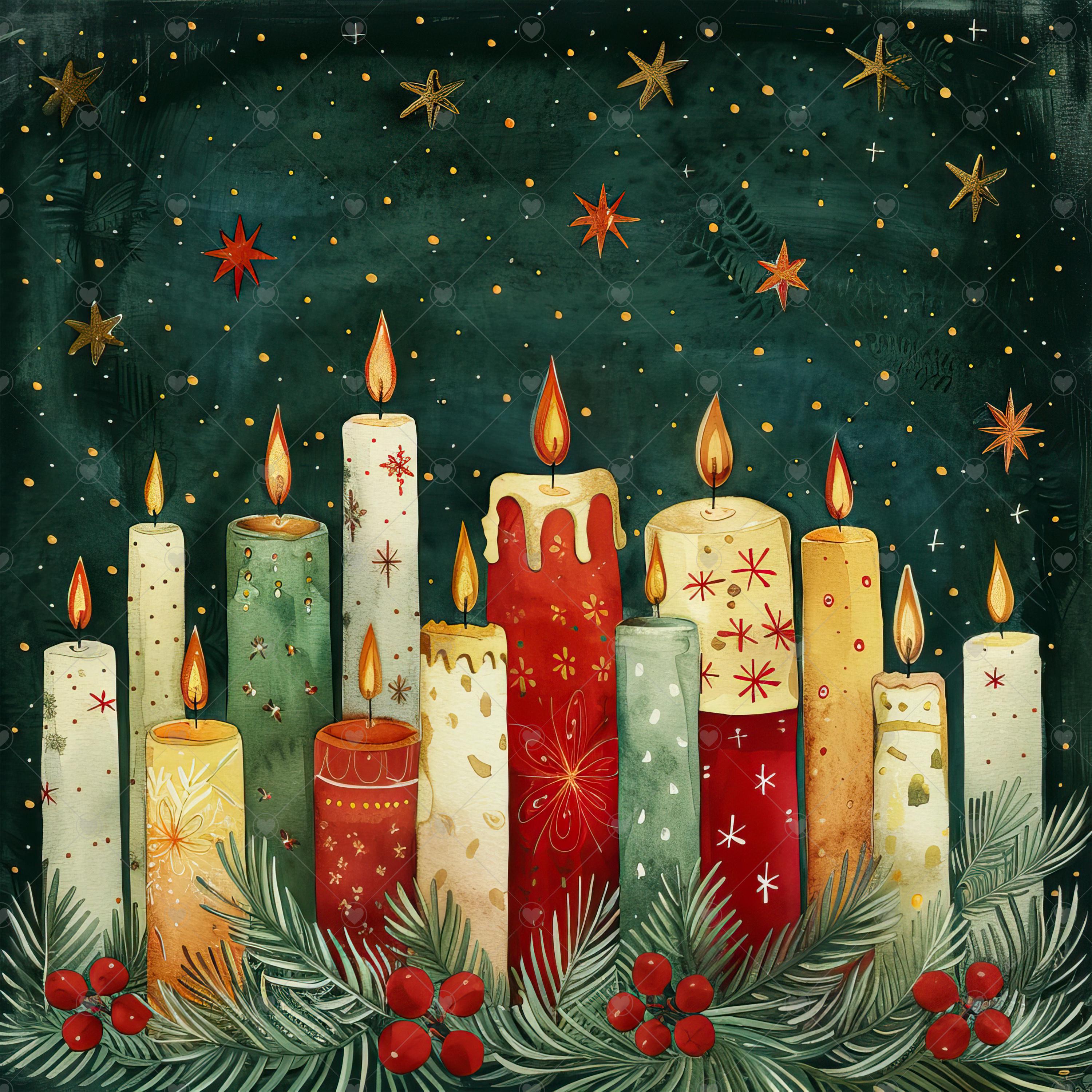 スカンジナビアのクリスマスキャンドル JPG クリップアートバンドル