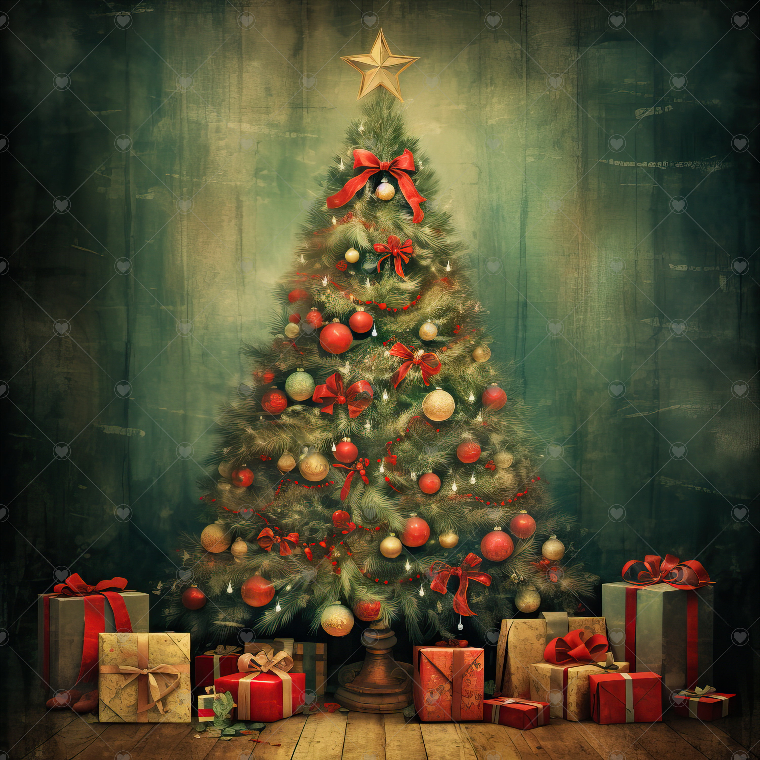 Vintage Christmas Tree Clipart Bundle 10 High Quality Jpgs Etsy