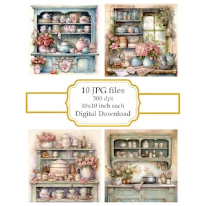 Shabby Chic Kitchen Cabinet JPG Clipart Bundle- Digital Download