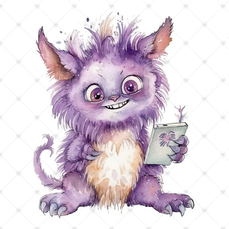 Cute Fluffy Purple Monster Clipart Bundle 10 High Quality - Etsy