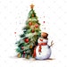 Christmas Tree With Snowman Clipart Bundle 10 High Quality Watercolor ...