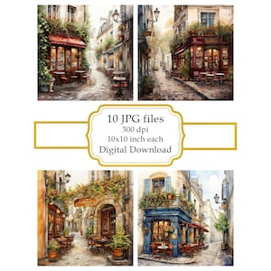 Cafe in Narrow Alley JPG clipartbundel-digitale download