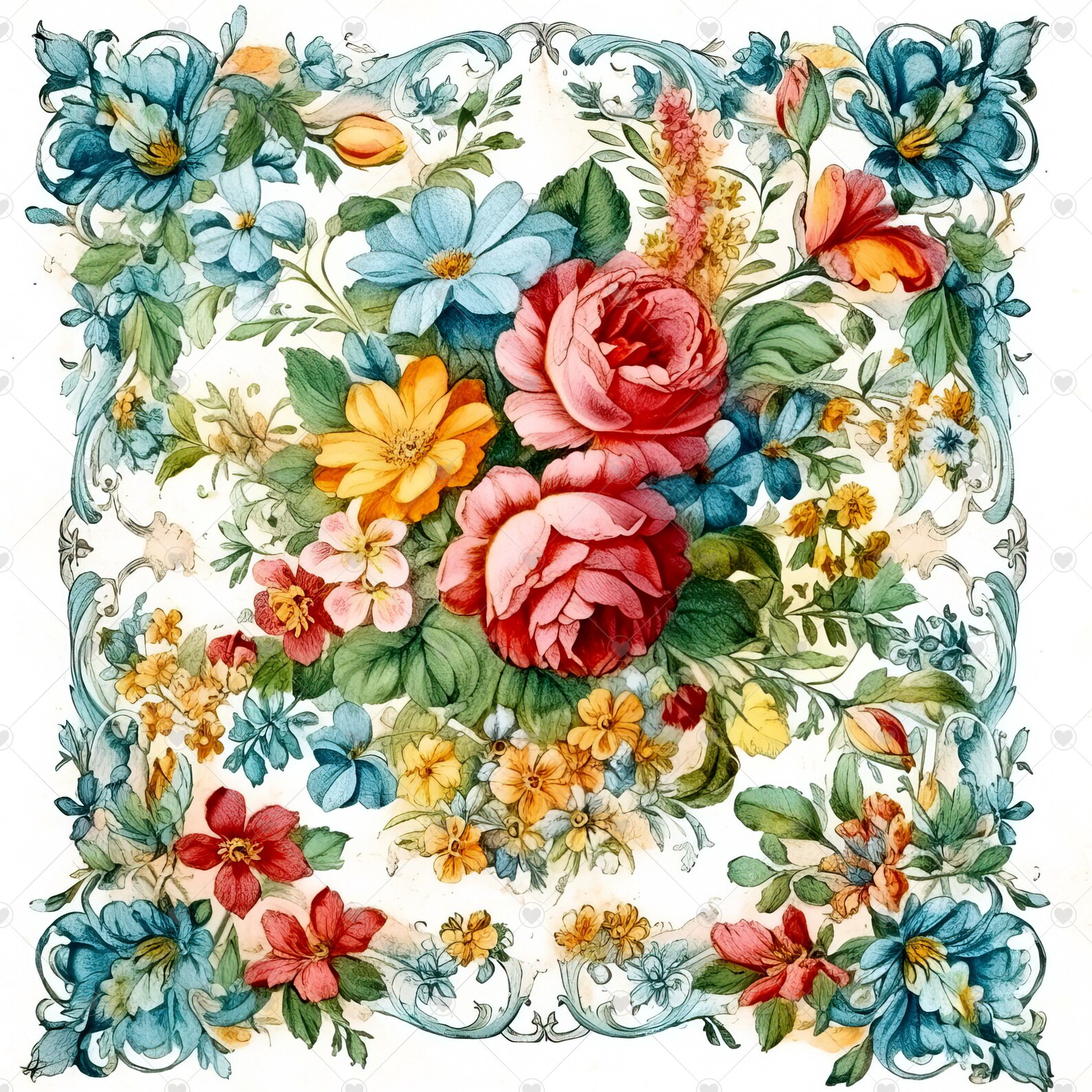 Vintage Floral Napkins Clipart Bundle 10 High Quality Etsy
