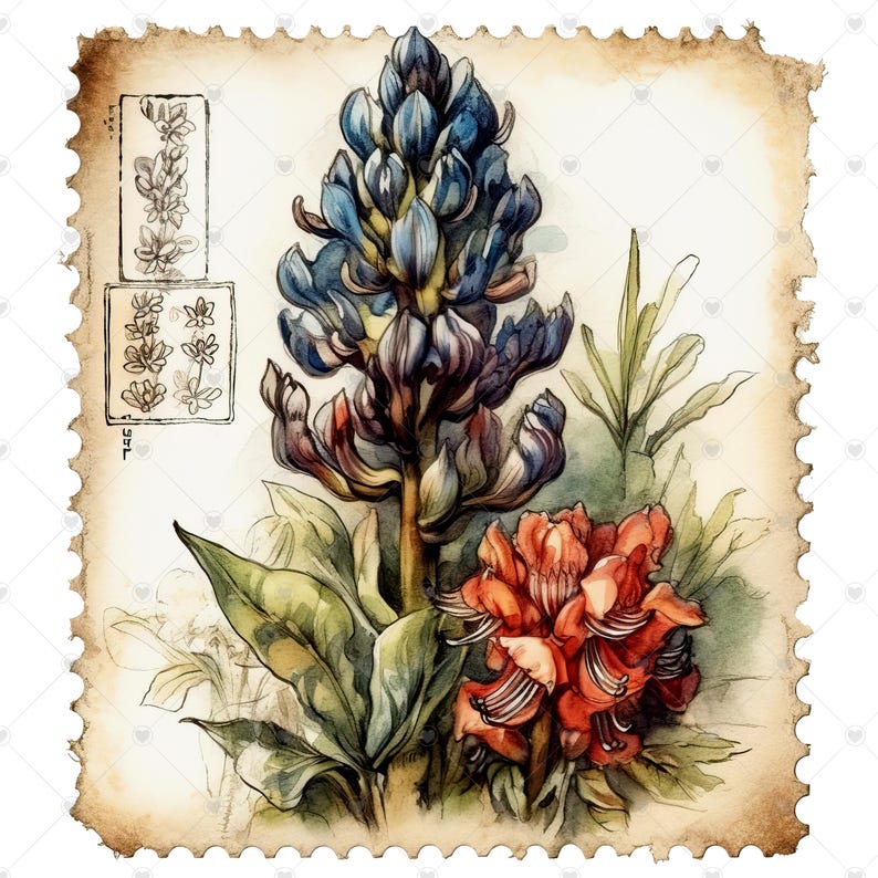 Vintage Postage Stamps PNG Clipart Bundle- Digital Download - Etsy