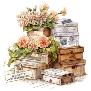 Vintage Post Pakete Clipart Bundle - 10 hochwertige Aquarell JPGs - Basteln, Journaling, Scrapbook Versorgung, digitaler Download