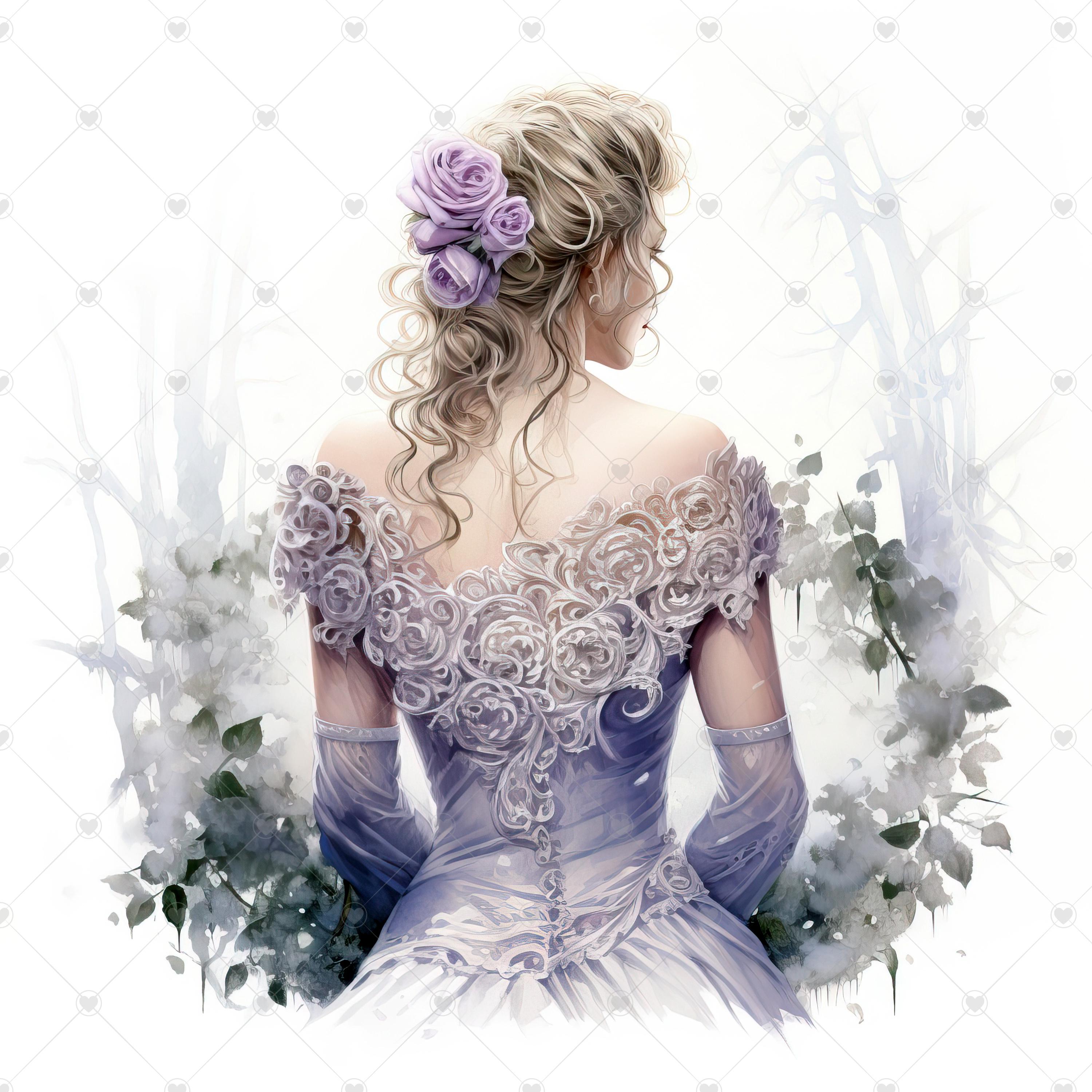 Back View of a Princess JPG Clipart Bundle- Digital Download - Etsy