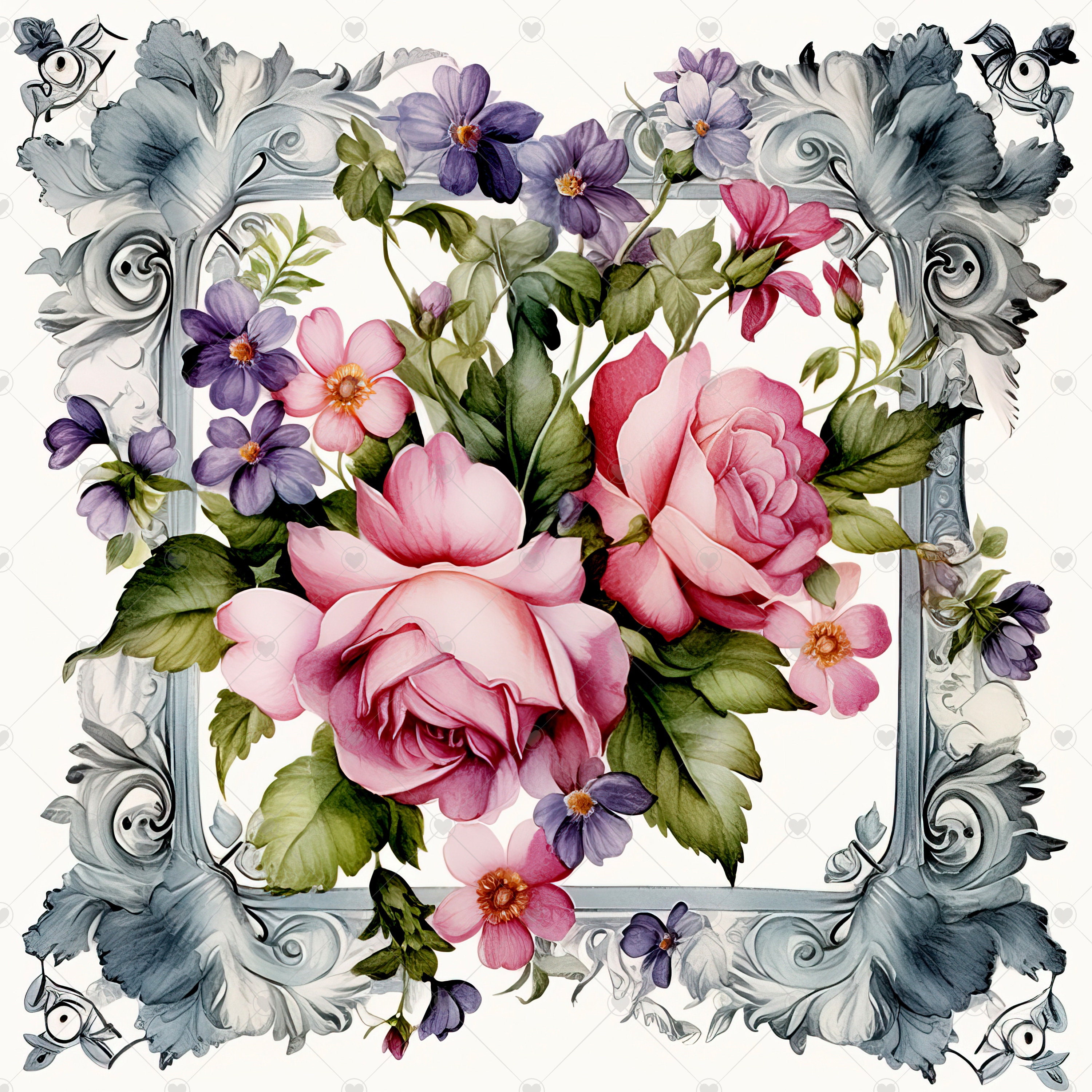 Vintage Floral Napkins Clipart Bundle 10 High Quality Etsy