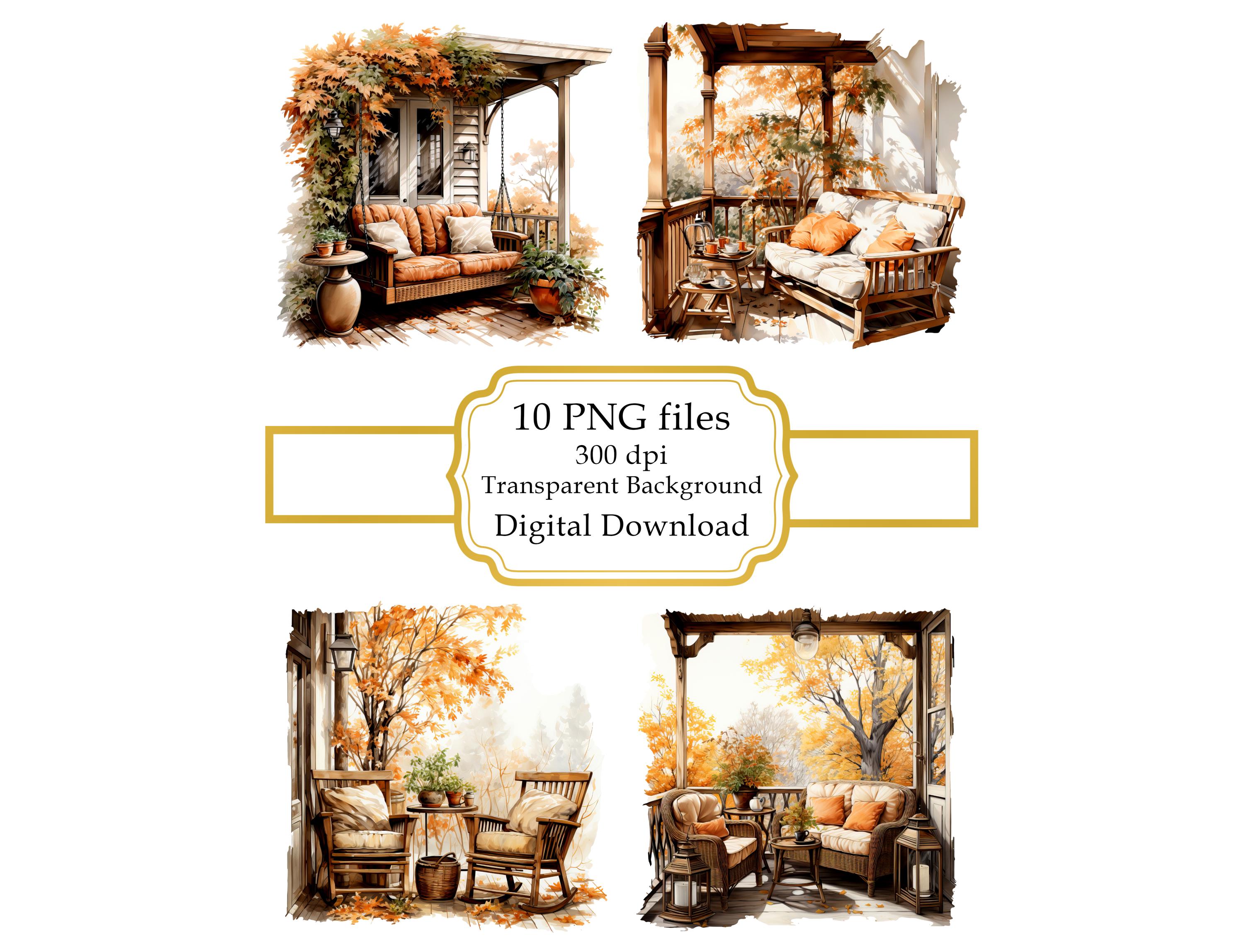 Cozy Autumn Porch PNG Clipart Bundle- Digital Download - Etsy
