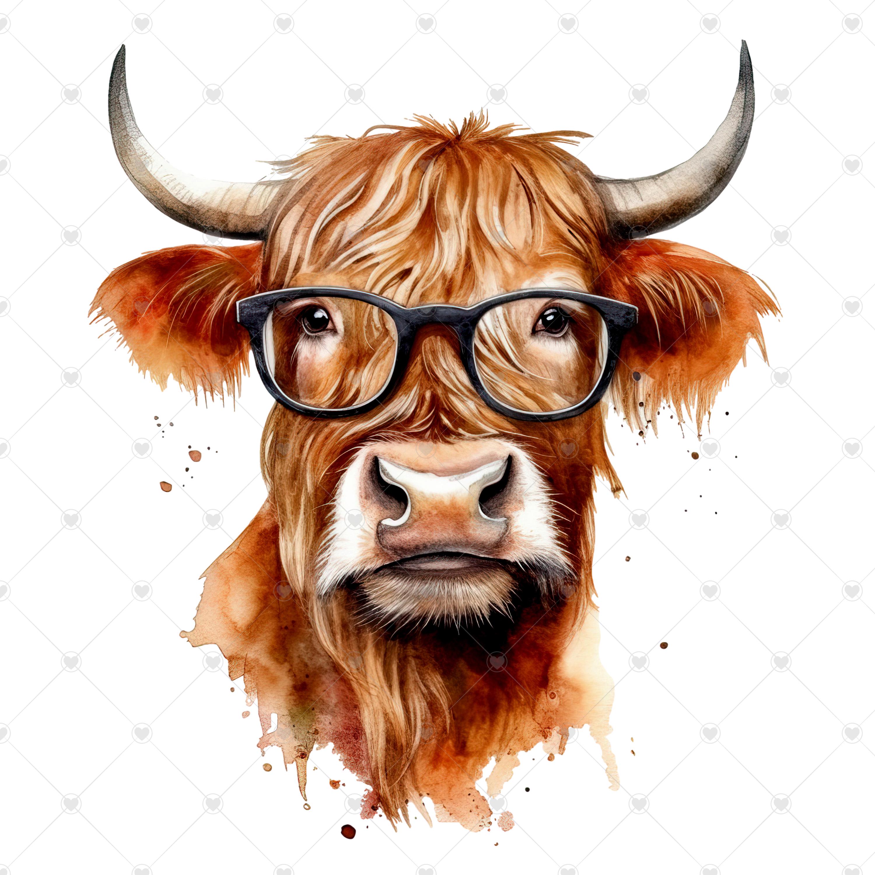 Highland Cow With Glasses PNG Clipart Bundle- Digital Download - Etsy