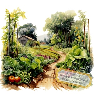Moestuin clipartbundel-10 hoge kwaliteit aquarel pngs-platteland, ambacht, journaling, plakboek, digitale download