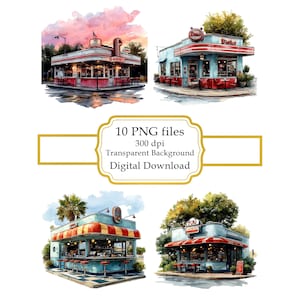 Paquete de imágenes prediseñadas de restaurante retro (descarga digital)