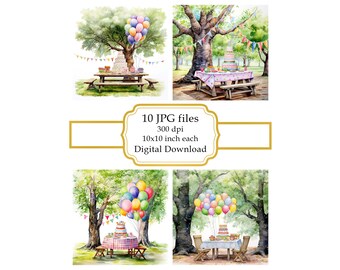 Children's Outdoors Birthday Party JPG Clipart Bundle- Digital Download