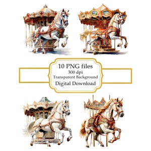 Häst från karusellritt PNG Clipart-paket - digital nedladdning