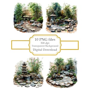 Pakiet clipartów PNG „Zen Garden Corner” – pobieranie cyfrowe