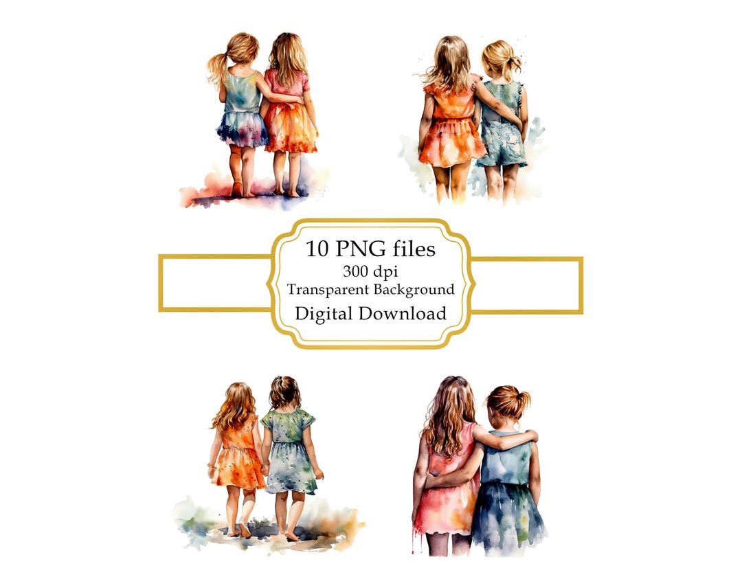 Little Girl Childhood Friends PNG Clipart Bundle- Digital Download - Etsy