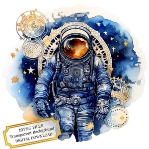 Steampunk Astronaut PNG Clipart Bundle - Digital Download