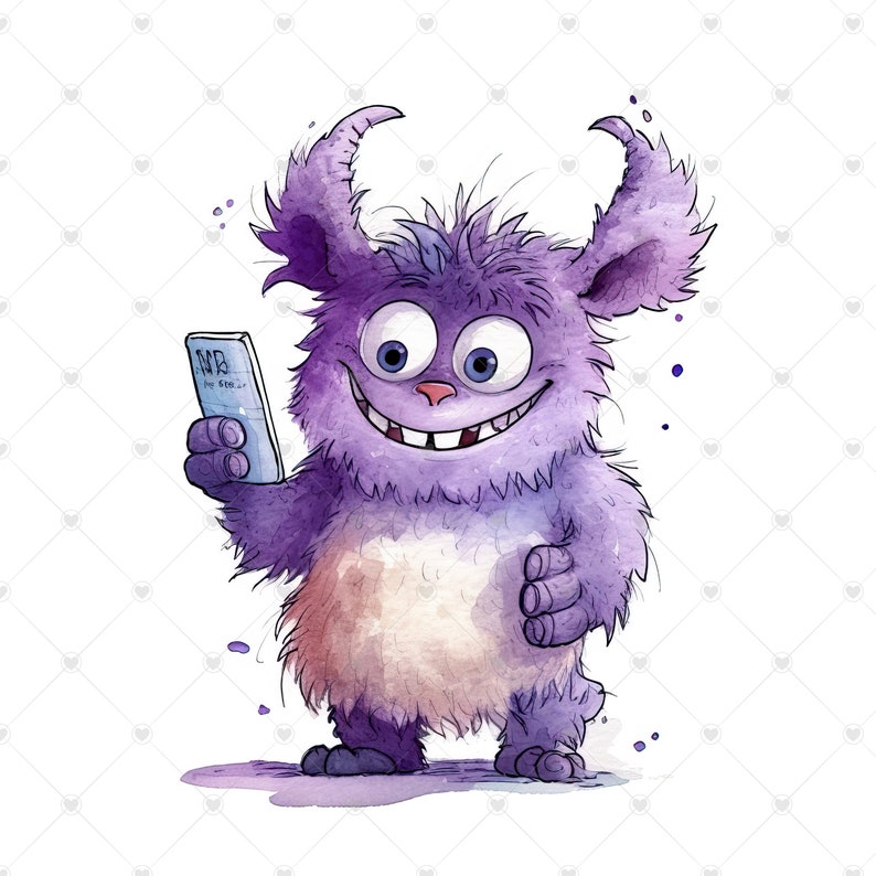 Cute Fluffy Purple Monster Clipart Bundle 10 High Quality - Etsy
