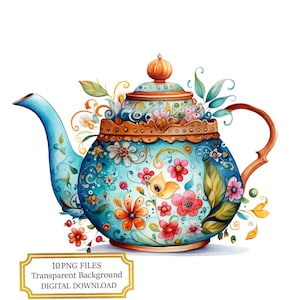 Whimsical Magic Teapot PNG Clipart Bundle- Digital Download