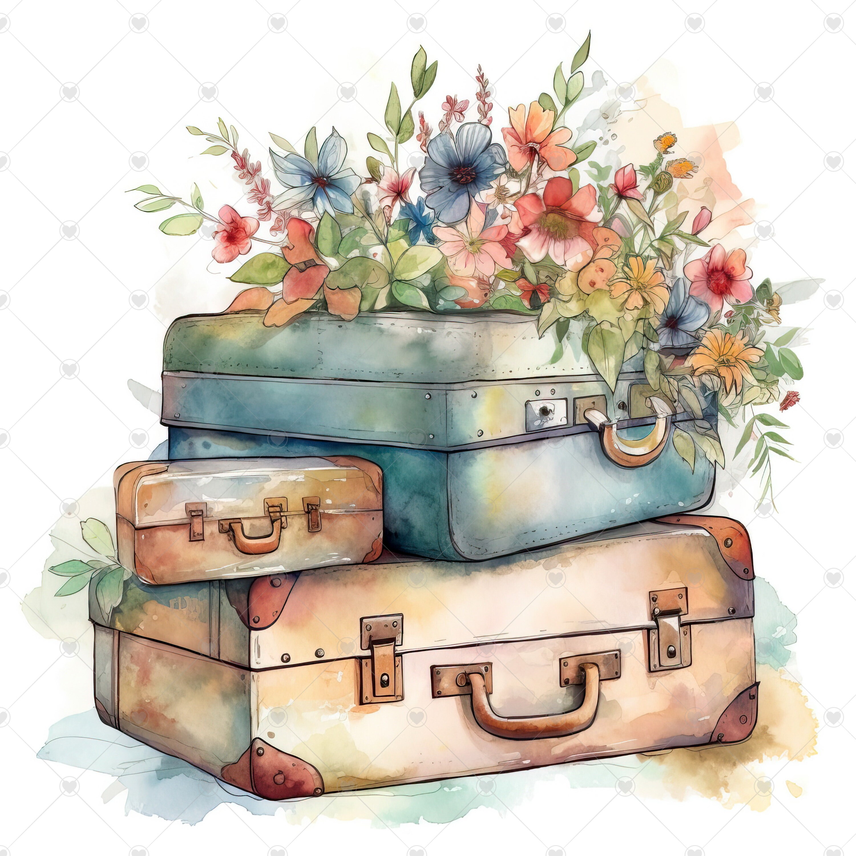 Retro Suitcases Clip Art No. 1 Graphic by Starsunflower Studio