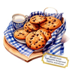 Grandma&#39;s Chocolate Chip Cookies PNG Clipart Bundle- Digital Download