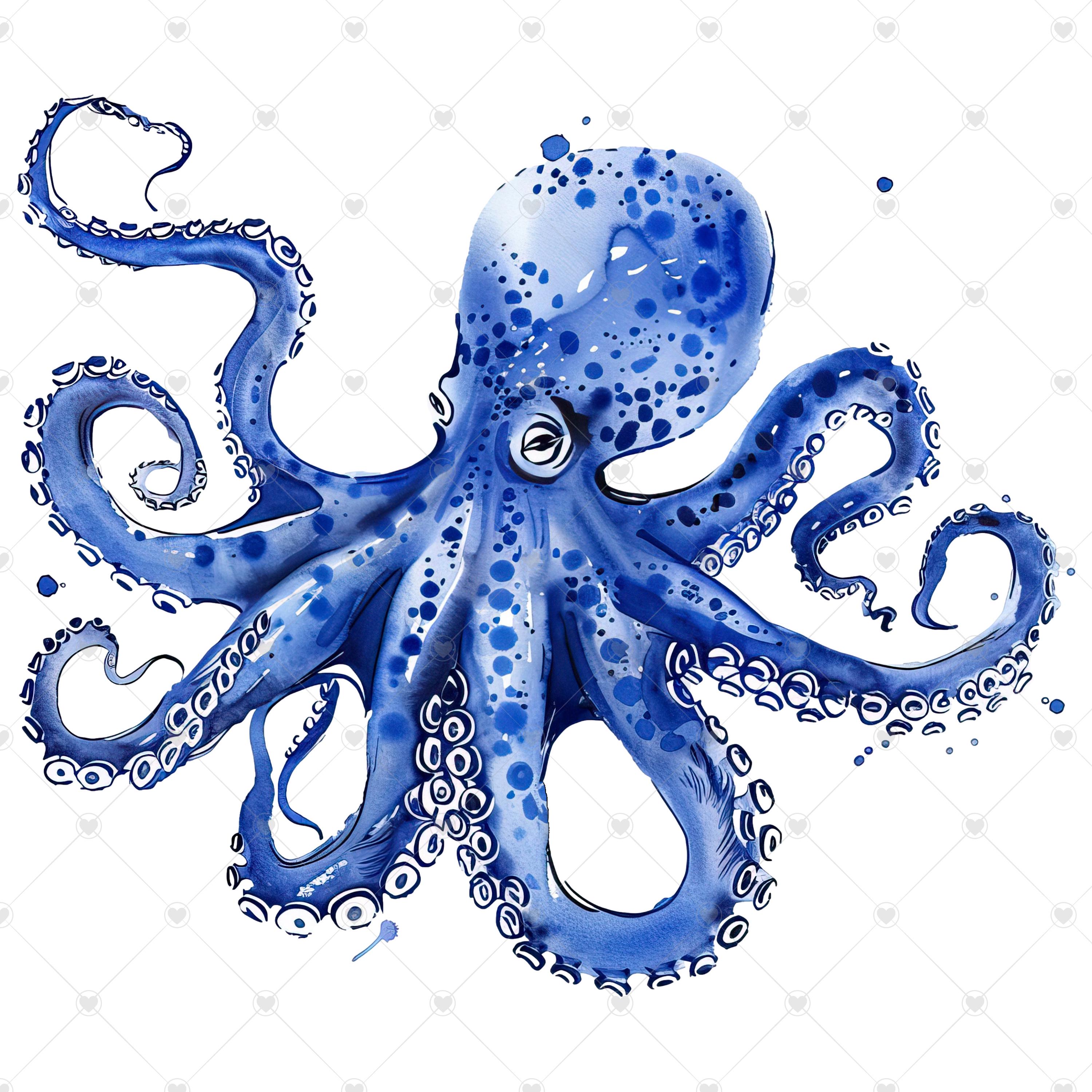 Blue Octopus PNG Clipart Bundle- Digital Download - Etsy UK