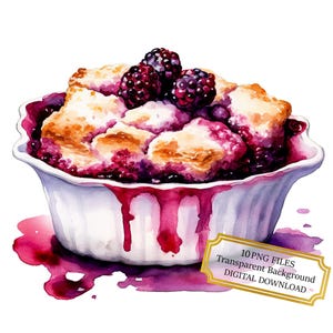 Blackberry Cobbler PNG Clipart Bundle- Digital Download