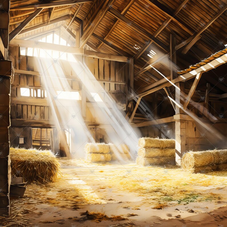 Sun Rays Shining Through an Old Barn JPG Clipart Bundle- Digital ...