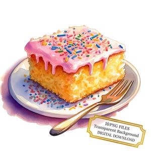 Saupoudrer le plateau de cuisson au four pour gâteau Clipart Bundle - 10 PNG aquarelles de haute qualité - dessert, art culinaire, journalisation, fournitures de scrapbooking, téléchargement numérique