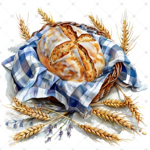 Rustikt bröd i korg PNG Clipart-paket - Digital nedladdning bild 10