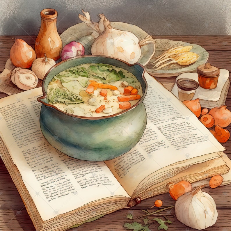 Grandma's Soup Cookbook Clipart Bundle 10 High Quality - Etsy
