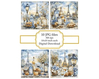 Restaurant View of Paris JPG Clipart Bundle- Digital Download
